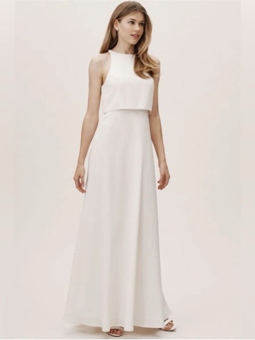 Jill Jill Stuart Iva Crepe Maxi dress Ivory Color US 0
